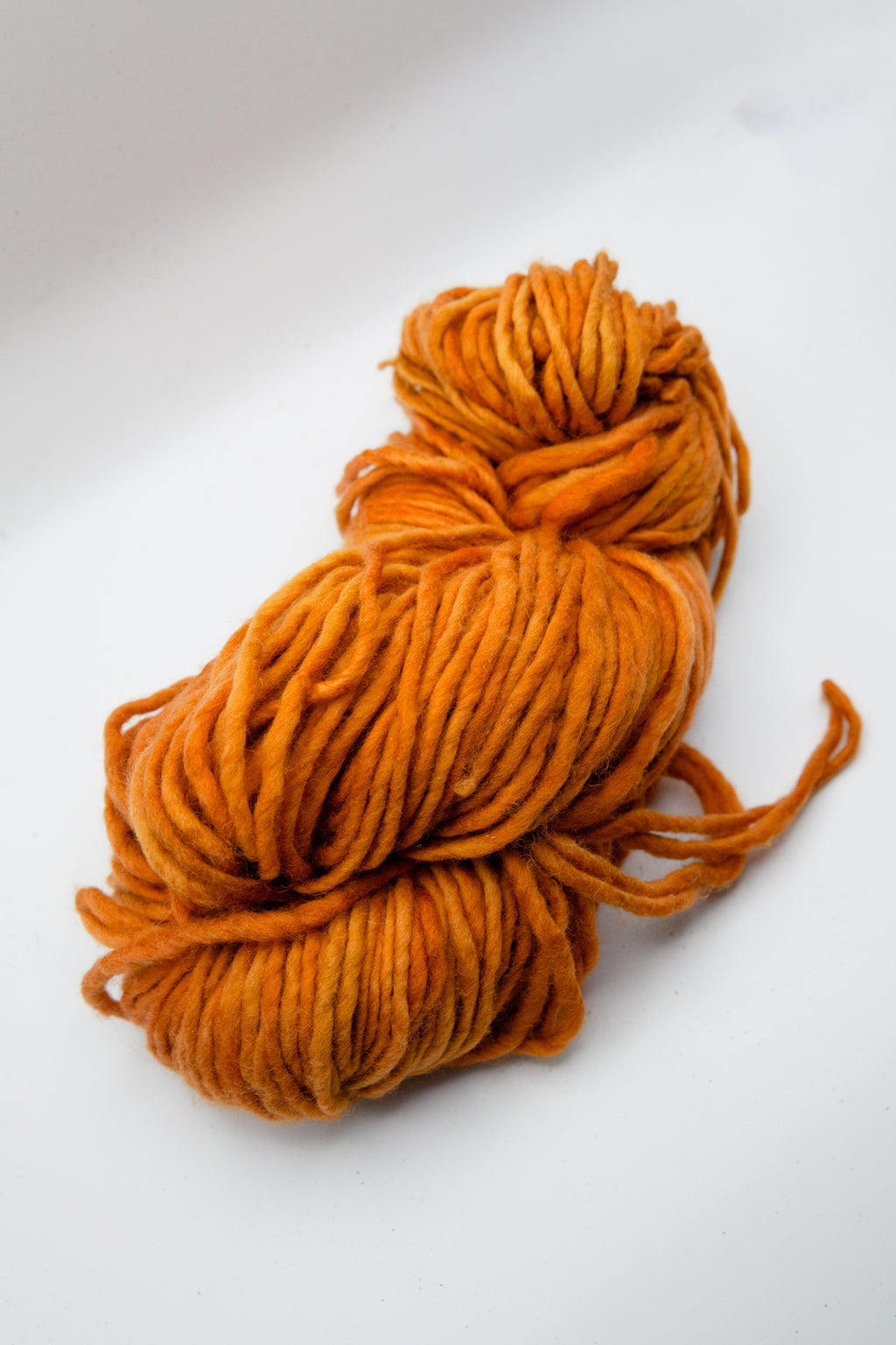 Naturally-dyed Marigold + Madder – Merino + Camel Bulky Weight